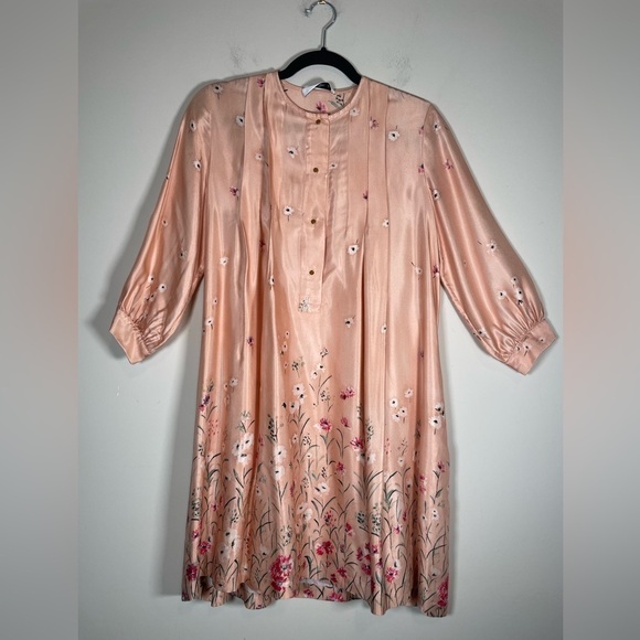 Roseanna France 100% Viscose Flowy Babydoll Dress Sz EU 38 US 6 Peach Floral - Picture 7 of 16
